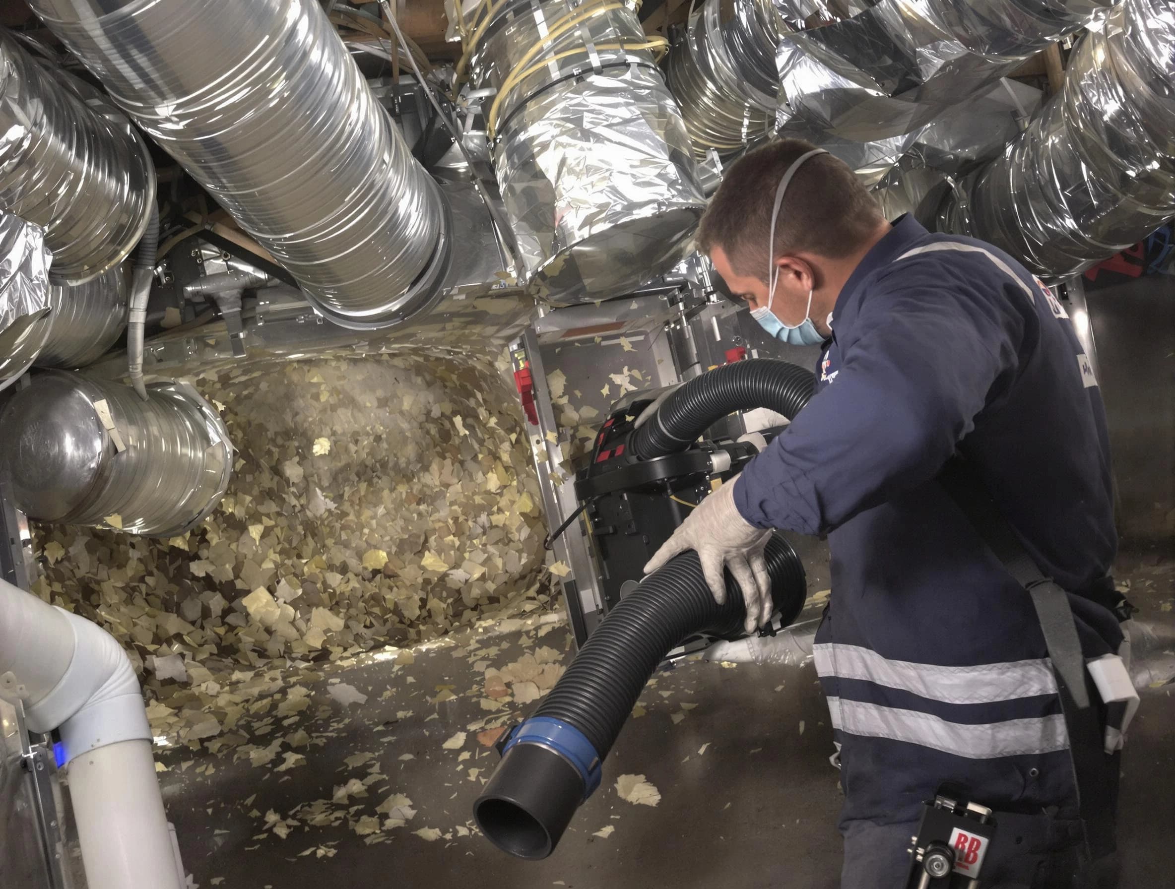Woonsocket Air Duct Cleaning specialist operating negative pressure cleaning equipment for thorough duct maintenance in Woonsocket