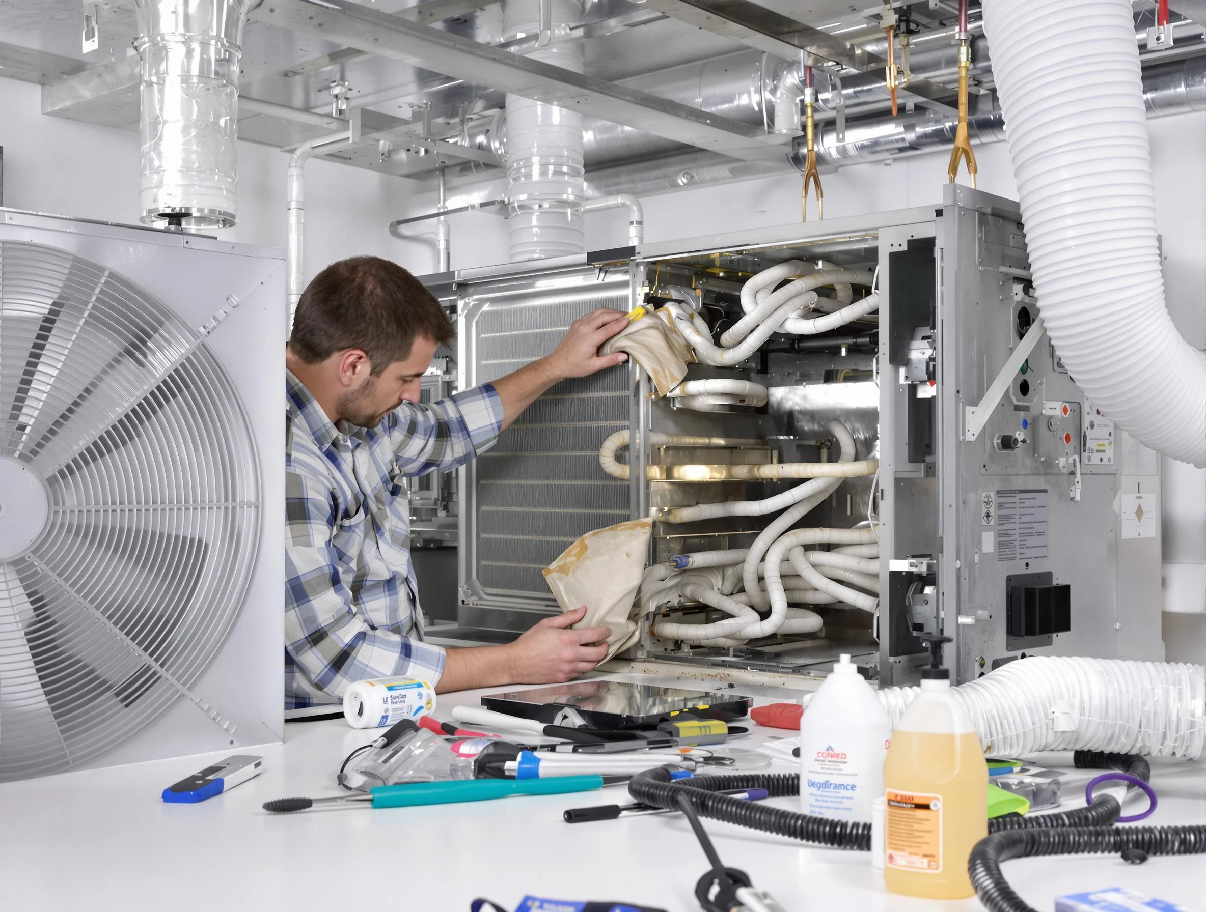 Woonsocket Air Duct Cleaning specialist performing precision AC coil cleaning in Woonsocket