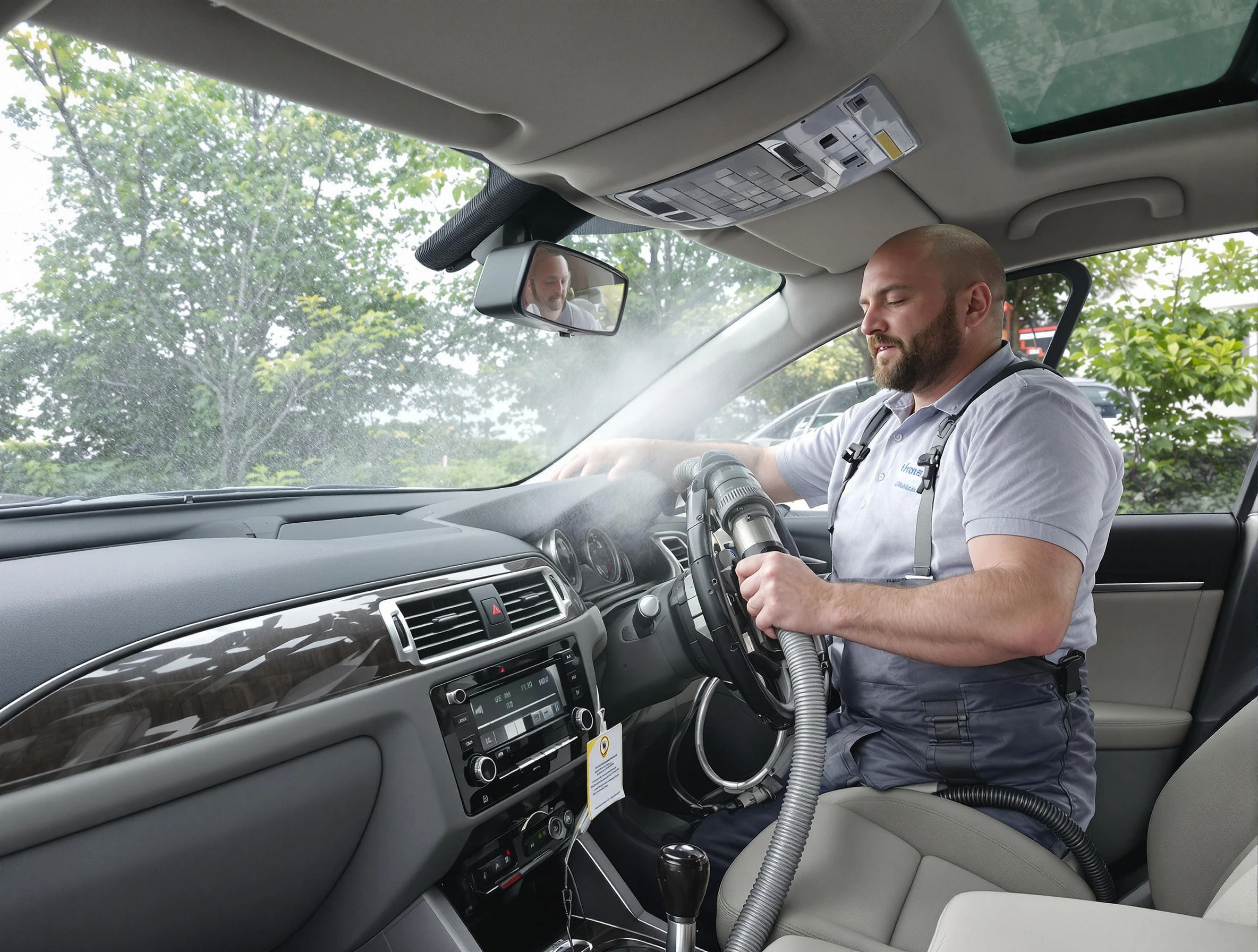 Woonsocket Air Duct Cleaning specialist performing professional car duct cleaning in Woonsocket